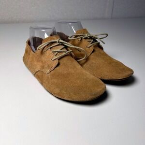 size 7 sanuk bianca camel tobacco suede lace up moccasin-like oxfords sneakers